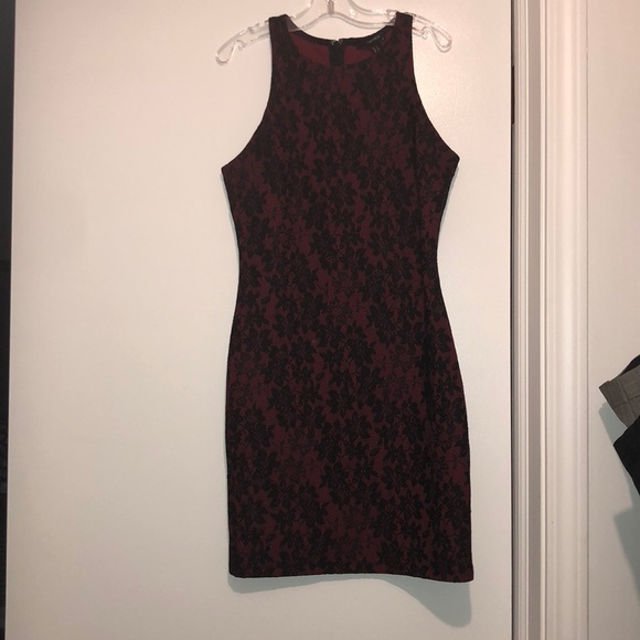 Red & Black lace Short Party Homecoming/Prom Dress - Picture 3 of 5